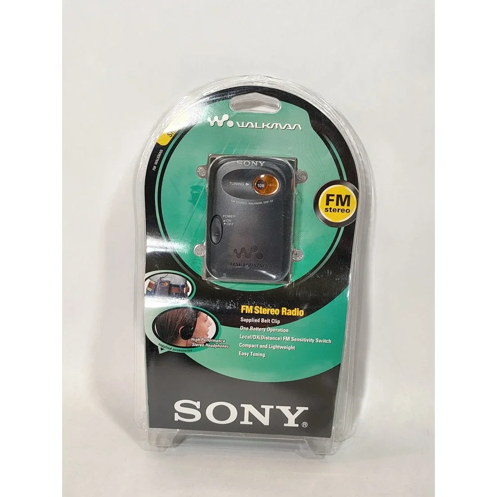 Sony Walkman SRF-56‎ FM Stereo Radio Headphones Belt Clip Easy Tuning